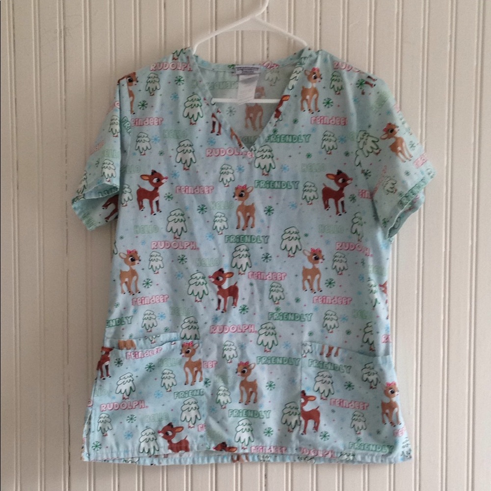 Rudolph Red Nosed Reindeer | Scrub Short Sleeve S
